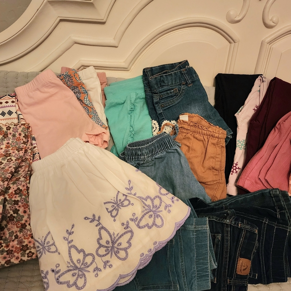 Assorted Kids Girls Toddler Clothing Bundle 5T Shorts Pants Jeans Leggings